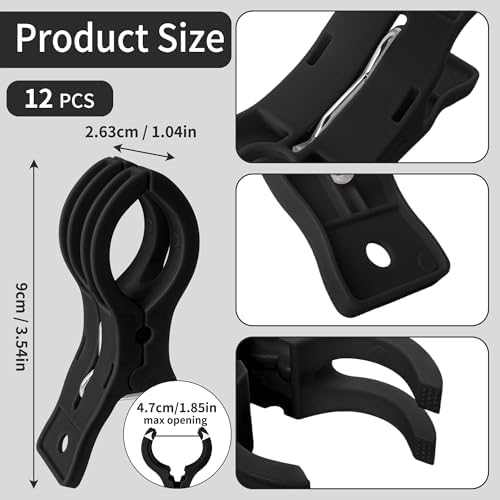 12 Pack Balloon Arch Clips for Backdrop, 3.5 Inch Black Spring Clamp, alternate view 2