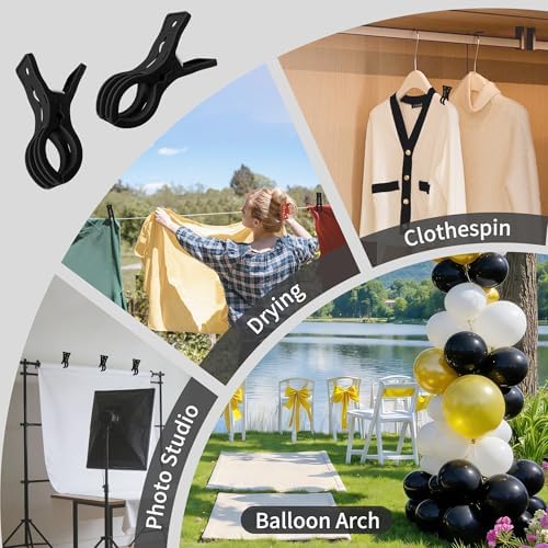12 Pack Balloon Arch Clips for Backdrop, 3.5 Inch Black Spring Clamp, alternate view 5