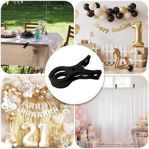 12 Pack Balloon Arch Clips for Backdrop, 3.5 Inch Black Spring Clamp, alternate view 6