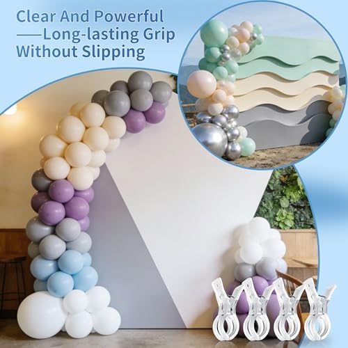 12 Pack Balloon Arch Clips for Backdrop, 3.5 Inch Clear Spring Clamp, alternate view 4