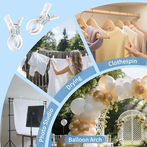 12 Pack Balloon Arch Clips for Backdrop, 3.5 Inch Clear Spring Clamp, alternate view 5