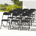 12 Pack Black Folding Chairs for School Events Wedding Party Picnic
