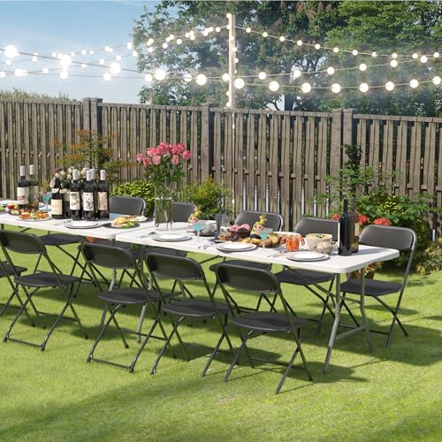 12 Pack Black Folding Chairs for School Events Wedding Party Picnic, alternate view 2