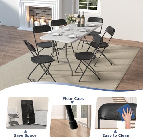 12 Pack Black Folding Chairs for School Events Wedding Party Picnic, alternate view 7