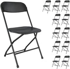 12 Pack Black Folding Chairs, Portable Party Chairs, Plastic Folding Chair, Stackable Commercial Seats with