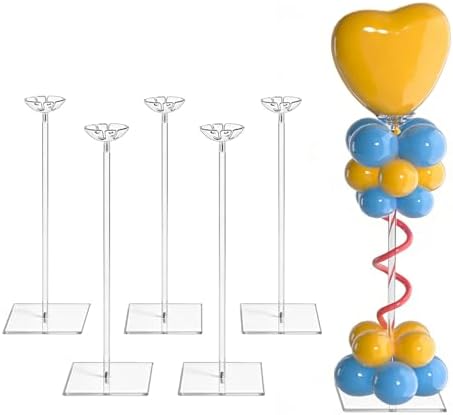 12 Pack Clear Acrylic Balloon Stand 15.75 inch Party Centerpiece Kit in 15.75 Inch in Transparent