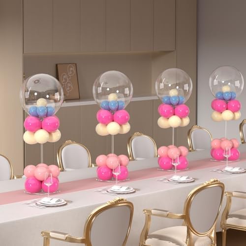12 Pack Clear Acrylic Balloon Stand 15.75 inch Party Centerpiece Kit in 15.75 Inch in Transparent, alternate view 2