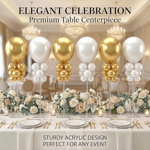 12 Pack Clear Acrylic Balloon Stand 15.75 inch Party Centerpiece Kit in 15.75 Inch in Transparent, alternate view 4