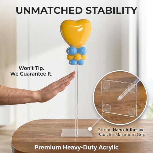 12 Pack Clear Acrylic Balloon Stand 23.6 inch Party Centerpiece in 23.6 Inches in Transparent, alternate view 4