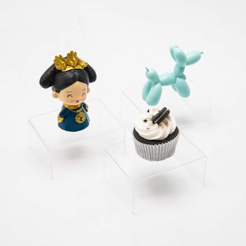 12 Pack Clear Acrylic Display Stand Crafts Stand Cupcake Risers 4" x 3''x 2'' in black, alternate view 6