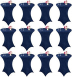 12 Pack Cocktail Spandex Tablecloth 32"x43" Cocktail Table Cover Fitted High Top Round Table for Bar Wedding