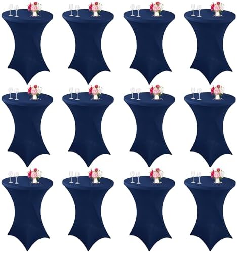 12 Pack Cocktail Spandex Tablecloth 32"x43" Cocktail Table Cover Fitted High Top Round Table for Bar Wedding