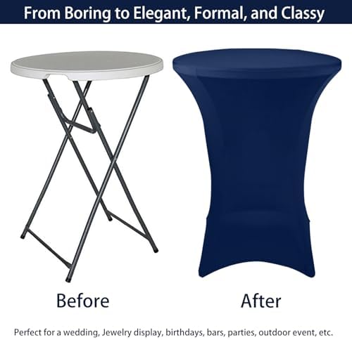 12 Pack Cocktail Spandex Tablecloth 32"x43" Cocktail Table Cover Fitted High Top Round Table for Bar Wedding, alternate view