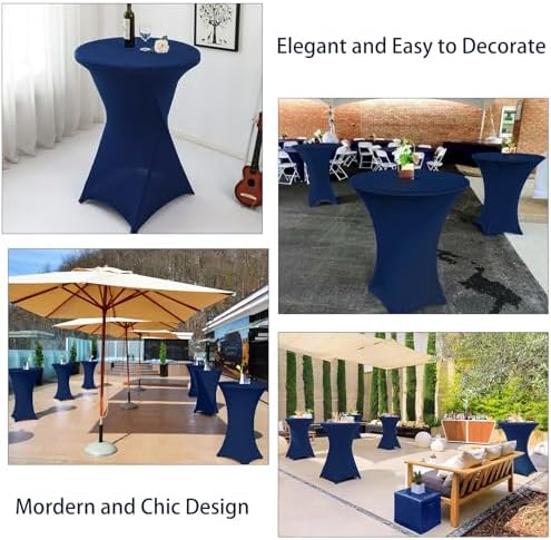 12 Pack Cocktail Spandex Tablecloth 32"x43" Cocktail Table Cover Fitted High Top Round Table for Bar Wedding, alternate view