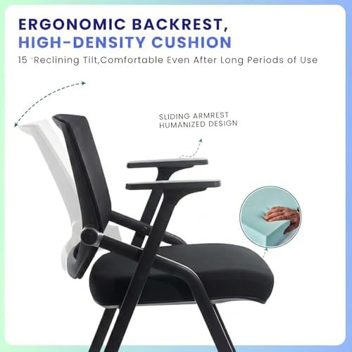 12 Pack Conference Room Chairs with Paddle Folding Office Chair Foldable Desk Chair Mesh Back and Arms for, alternate view 3