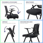 12 Pack Conference Room Chairs with Paddle Folding Office Chair Foldable Desk Chair Mesh Back and Arms for, alternate view 4