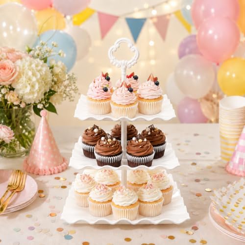 12 Pack Cupcake Stand Dessert Display Tower Serving Tray for Parties in White, alternate view 2