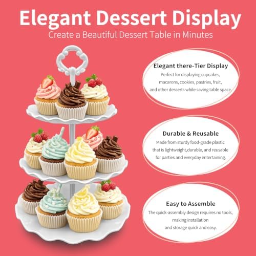 12 Pack Cupcake Stand Dessert Display Tower Serving Tray for Parties in White, alternate view 5
