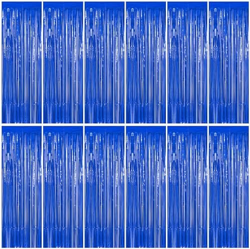 12 Pack Dark Blue Foil Curtain Streamer Decorations