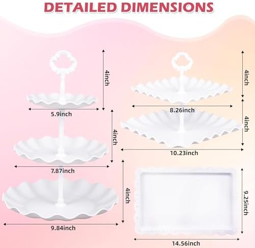 12-Pack Dessert Table Display Set, 6 Cupcake Stands and 6 Dessert Trays, Plastic Dessert Display Stands and Cake, alternate