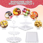 12-Pack Dessert Table Display Set, 6 Cupcake Stands and 6 Dessert Trays, Plastic Dessert Display Stands and Cake, alternate