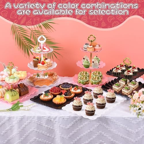 12-Pack Dessert Table Display Set, 6 Cupcake Stands and 6 Dessert Trays, Plastic Dessert Display Stands and Cake, alternate