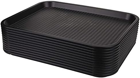 12 Pack Fast Food Tray, 13.7 x 10.5 Inch Plastic Restaurant Serving Tray Cafeteria Trays for Coffee Table
