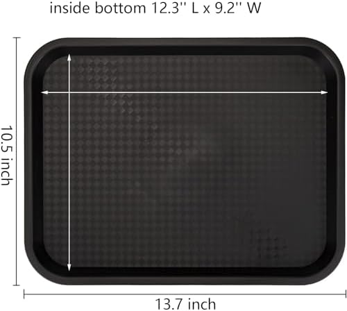 12 Pack Fast Food Tray, 13.7 x 10.5 Inch Plastic Restaurant Serving Tray Cafeteria Trays for Coffee Table, alternate view 3