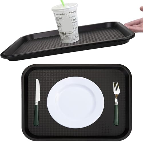 12 Pack Fast Food Tray, 13.7 x 10.5 Inch Plastic Restaurant Serving Tray Cafeteria Trays for Coffee Table, alternate view 6