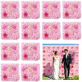 12-Pack Flower Wall Backdrop Rose Pink Backdrop 15×15 Inch Silk in 15×15 Inch