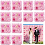 12-Pack Flower Wall Backdrop Rose Pink Backdrop 15×15 Inch Silk in 15×15 Inch