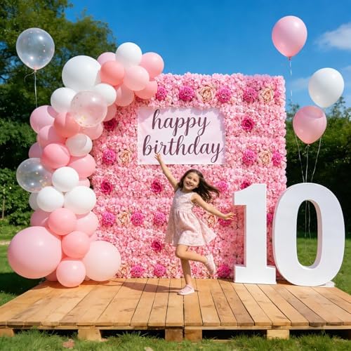 12-Pack Flower Wall Backdrop Rose Pink Backdrop 15×15 Inch Silk in 15×15 Inch, alternate view 5