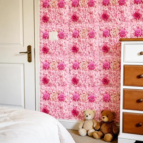 12-Pack Flower Wall Backdrop Rose Pink Backdrop 15×15 Inch Silk in 15×15 Inch, alternate view 6