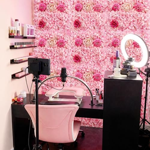 12-Pack Flower Wall Backdrop Rose Pink Backdrop 15×15 Inch Silk in 15×15 Inch, alternate view 7