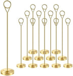 12 Pack Gold Table Number Holders, 10inch Weighted Base Place Card Holders for Outdoor Wedding, Windproof Sturdy