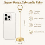 12 Pack Gold Table Number Holders, 8inch Weighted Base Place Card Holders for Outdoor Wedding, Windproof Sturdy, alternate