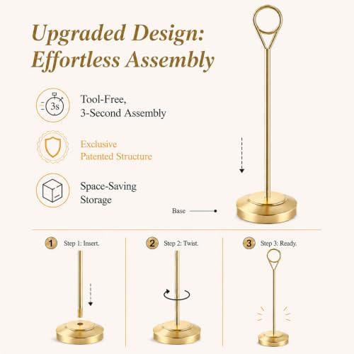 12 Pack Gold Table Number Holders, 8inch Weighted Base Place Card Holders for Outdoor Wedding, Windproof Sturdy, alternate