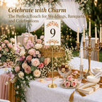 12 Pack Gold Table Number Holders, 8inch Weighted Base Place Card Holders for Outdoor Wedding, Windproof Sturdy, alternate