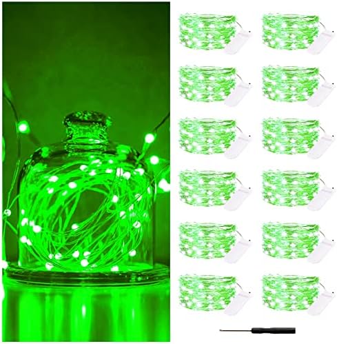 12 Pack Green Fairy Lights, 7FT 20LED Battery Operated String Lights