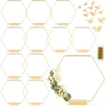 12 Pack Hexagonal Floral Hoops with Stand 10 in Metal Rings for DIY Centerpiece Table Decorations Crafts Macrame