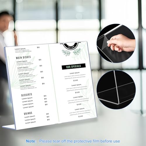 12 Pack L Shape Slanted Back 11x8.5 Plastic Sign Holders with Anti-Slip Pads, Business & Store Acrylic Tabletop, alternate