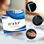 12 Pack L Shape Slanted Back 11x8.5 Plastic Sign Holders with Anti-Slip Pads, Business & Store Acrylic Tabletop, alternate