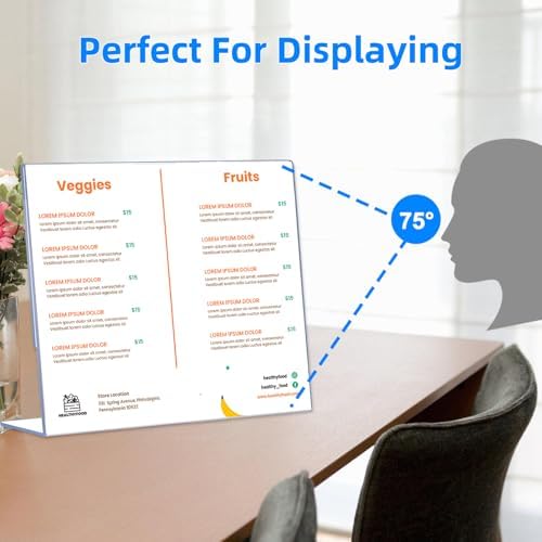 12 Pack L Shape Slanted Back 11x8.5 Plastic Sign Holders with Anti-Slip Pads, Business & Store Acrylic Tabletop, alternate