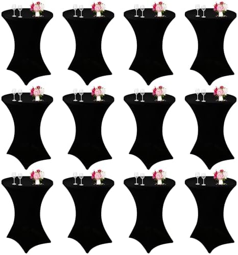 12 Pack Pack Cocktail Spandex Tablecloth 32"x43" Cocktail Table Cover Fitted for High Top Round Table for Bar