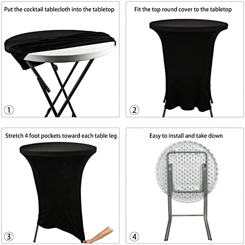 12 Pack Pack Cocktail Spandex Tablecloth 32"x43" Cocktail Table Cover Fitted for High Top Round Table for Bar, alternate view