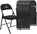 12 Pack Padded Folding Chairs, PU Leather Seat, 350 lb, Black in Black