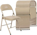 12 Pack Padded Folding Chairs, PU Leather Seat, 350 lb, Khaki in Khaki