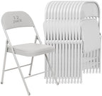 12 Pack Padded Folding Chairs, PU Leather Seat, 350 lb, White in White