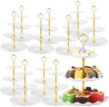 12 Pack Plastic 3 Tier Cupcake Stand Holder, White in White