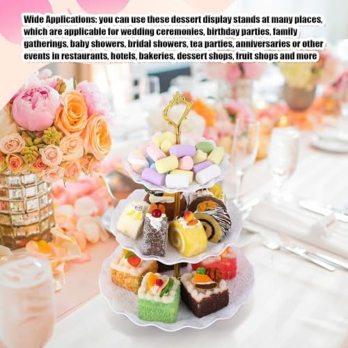 12 Pack Plastic 3 Tier Cupcake Stand Holder, White in White, alternate view 5